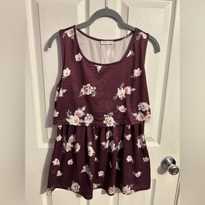 Burgundy Floral Nursing Tank